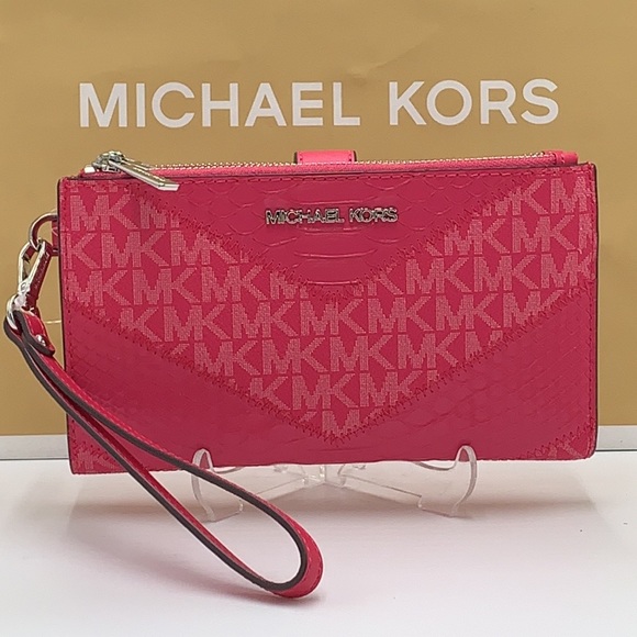 Michael Kors Large Double Zip Wristlet 
Smartphone Case Wallet Electric Pink - Picture 3 of 13